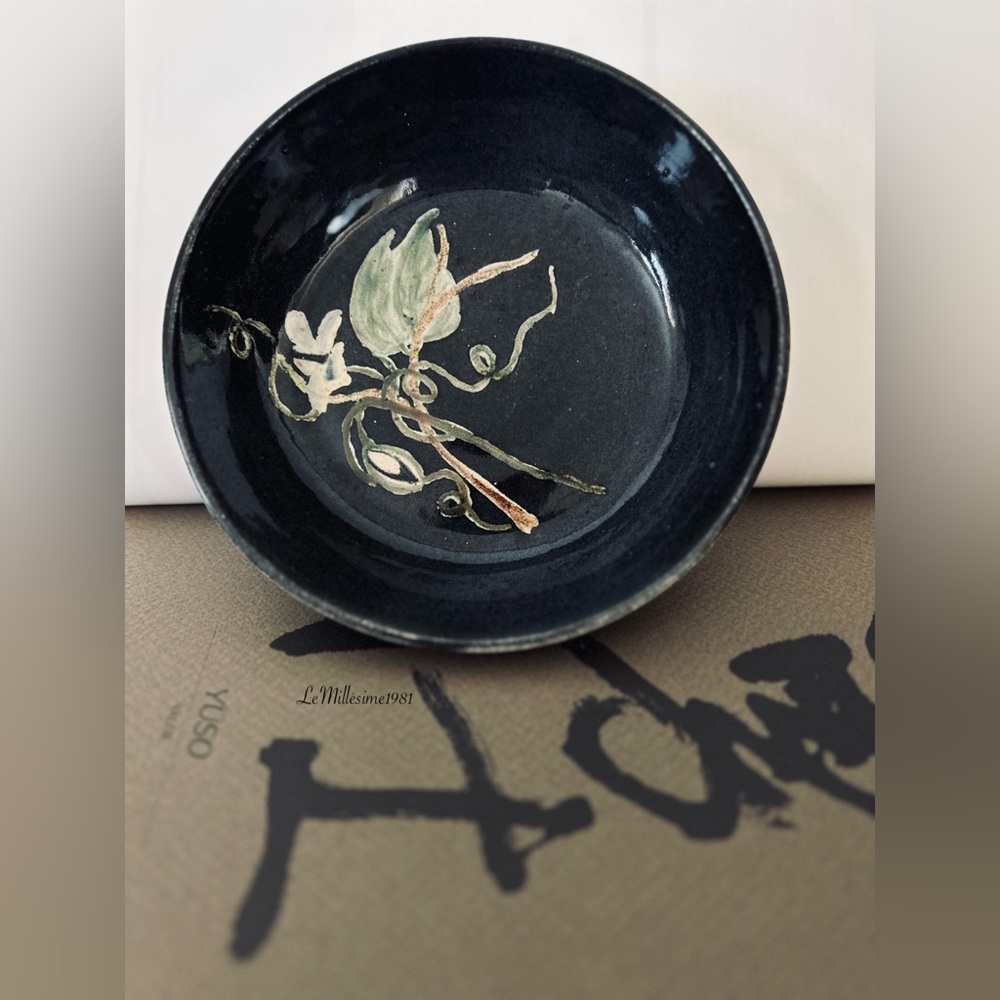 Vintage Monique Black Ceramic Bowl |  Organic Shape | Modern Farmhouse Pottery